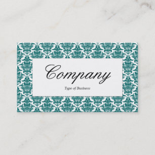 Cartão De Visita Rótulo central - Moss Green Damask