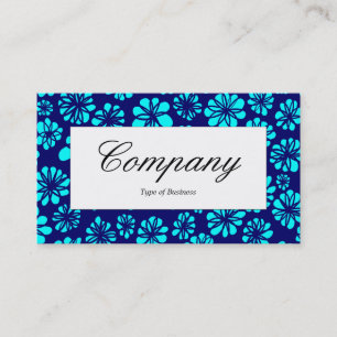 Cartão De Visita Rótulo central - tons de azul floral