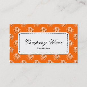 Cartão De Visita Rótulo Central v5 - Padrão Chrysanthemum Laranja
