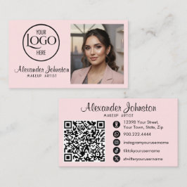 Cartão De Visita Rótulo de Maquiagem Branco e Preto Personalizado F