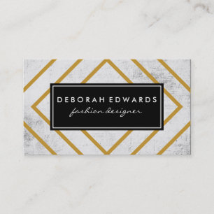 Cartão De Visita Rótulo Preto Grunge das Linhas Geométricas Doura