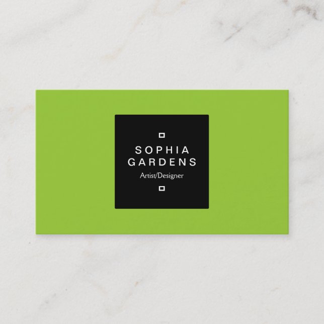Cartão De Visita Rótulo Quadrado 01 - Verde Marciano (Frente)