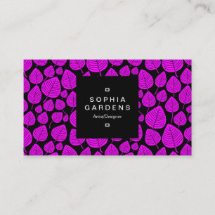 Cartão De Visita Rótulo Quadrado 01a - Padrão Folha 02 - Magenta