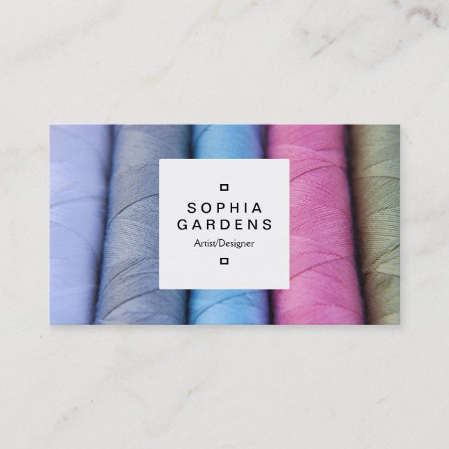 Cartão De Visita Rótulo quadrado 03a - bobinas de algodão (Frente)