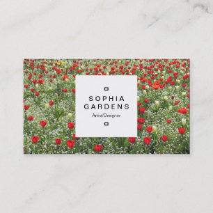 Cartão De Visita Rótulo Quadrado 03a - Cama de Tulipas