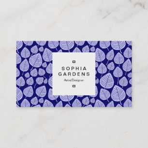 Cartão De Visita Rótulo quadrado 03a - Padrão folha 02 - Sombras az