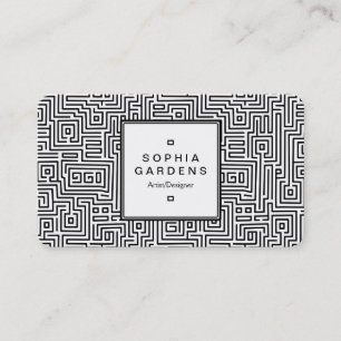 Cartão De Visita Rótulo Quadrado 05 - Padrão de Maze Kuba