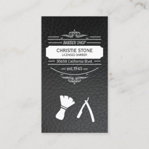 Cartão De Visita Rótulo Retroativo Lâmina de barba e couro de barba