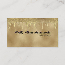 Cartão De Visita Roupa de pingar Dourada com brilho ou joia