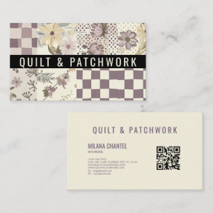 Cartão De Visita Roupa Feita à Mão em Patchwork de Lilás