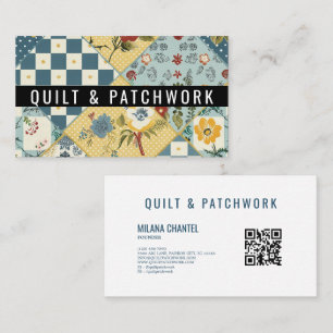 Cartão De Visita Roupas Feitas à Mão em Patchwork de Azul e Amarelo