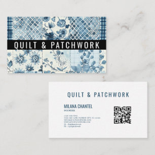 Cartão De Visita Roupas Feitas à Mão em Patchwork de Colcha Azul 
