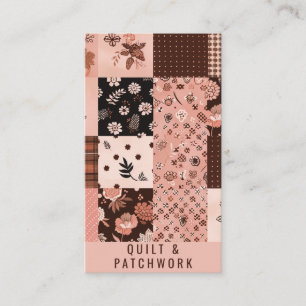 Cartão De Visita Roupas Feitas à Mão em Patchwork Rosa Marrom