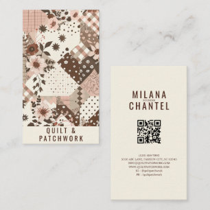 Cartão De Visita Roupas Feitas à Mão em Patchwork Rosa Marrom 
