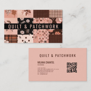 Cartão De Visita Roupas Feitas à Mão em Patchwork Rosa Marrom 