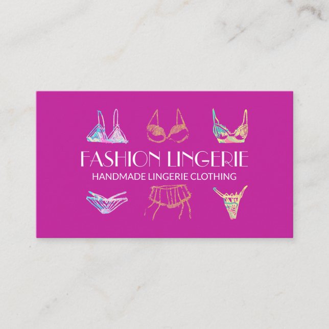 Cartão De Visita Roupas Íntimas Rosa Loja de Roupas Íntimas Feminin (Frente)