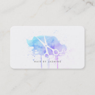 Cartão De Visita roxo azul da aguarela moderna do cabelo do