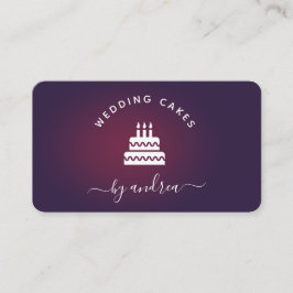 Cartão De Visita Roxo Branco Vinho Bolo de Casamento Logotipo Mídia