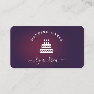 Cartão De Visita Roxo Branco Vinho Bolo de Casamento Logotipo Mídia