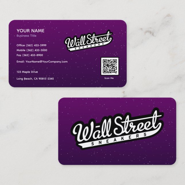 Cartão de visita Roxo de luxo com Silver Sparkle (Frente/Verso)