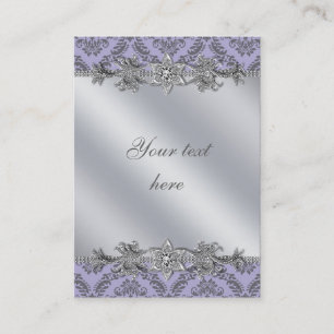 Cartão de visita roxo de prata do damasco