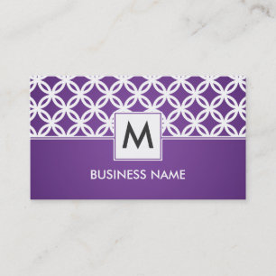 Cartão De Visita Roxo de sobreposição simples do monograma do tes