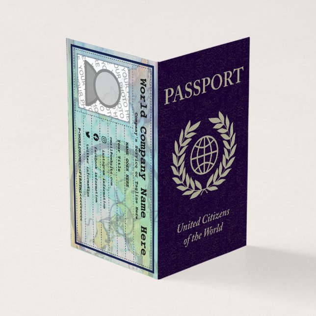 cartão de visita roxo do passaporte (Exterior)
