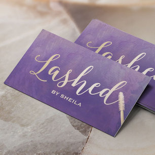 Cartão De Visita Roxo elegante chicoteado do roteiro Dourado do