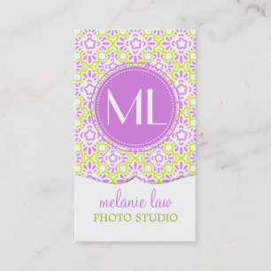 Cartão De Visita Roxo elegante do Lilac do damasco do Arabesque
