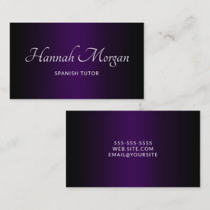 Cartão De Visita Roxo Escuro Preto Ombre Elegante Script