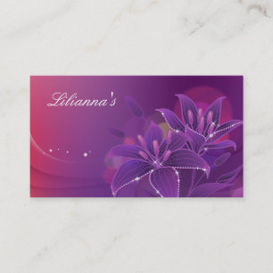 Cartão De Visita Roxo floral da roupa de forma do lírio