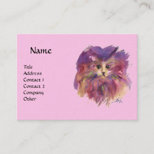 Cartão De Visita ROXO GATINHO,RETRATO DE GATINHO ,rosa violeta