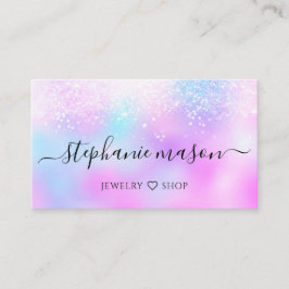 Cartão De Visita Roxo Holográfico Glitter Pastel Girly Iridescente