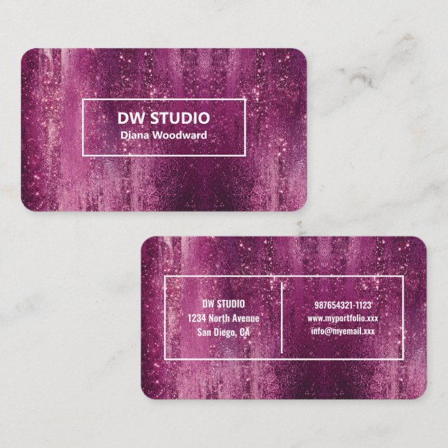 Cartão de Visita Roxo Magenta Moderno (Frente/Verso)