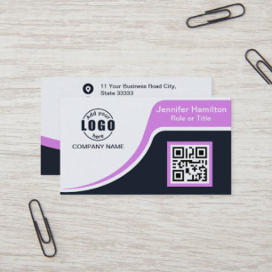 Cartão De Visita Roxo preto profissional adicione seu logotipo Cód