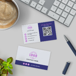 Cartão De Visita Roxo profissional adicione o seu código QR de logo