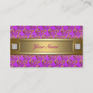 Cartão De Visita Roxo Violeta Dourado Espirais Elegante