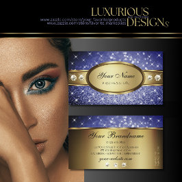 Cartão De Visita Royal Blue Glitter Stars Diamantes Shimmery Dourad