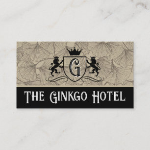 Cartão De Visita Royal Lions Crest Vintage Ginkgo Pattern
