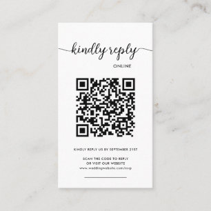 Cartão De Visita RSVP de Código QR Online com Foto Moderno e Elegan