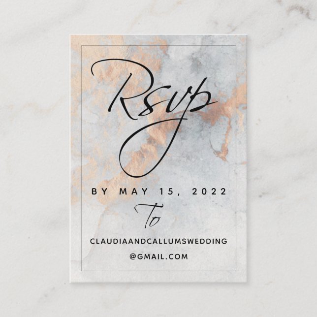 Cartão De Visita RSVP & Detalhes da Trilha Online da Pedra Silver (Frente)