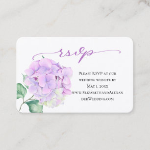 Cartão De Visita RSVP do Site de Casamento de Hygrangea Feliz