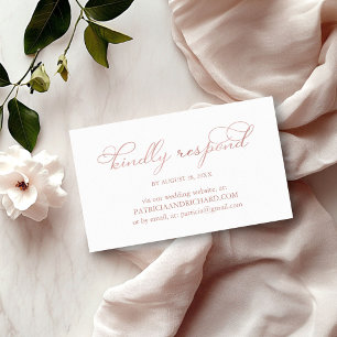 Cartão De Visita RSVP Online de Casamento com Letra em Grafite Dour