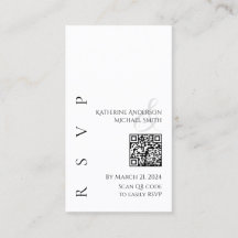 RSVP preto e branco moderno com código QR