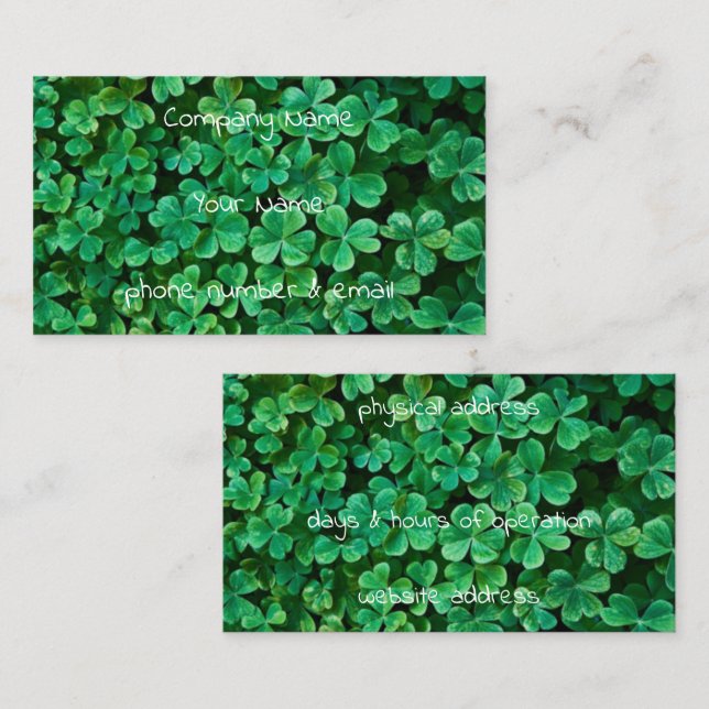Cartão De Visita Rua, o Patch do Patrick Day Clover (Frente/Verso)