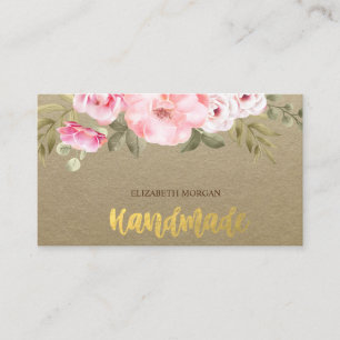 Cartão De Visita Russo,Kraft,Flores de Aquarela