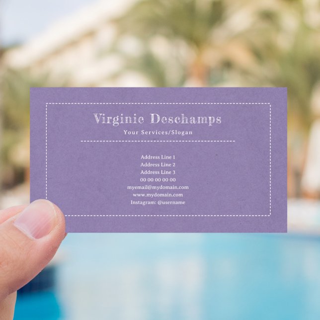 Cartão de visita Russo Kraft Minimalista Roxo (Kraft & Rustic Purple Business Card)