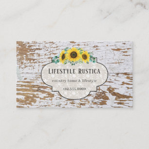 Cartão De Visita Russo Wood Lace Shabby Grunge Sunflower Business