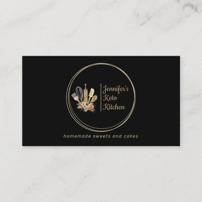 Cartão De Visita Rustic Bakery Chef Home feito comida (Frente)