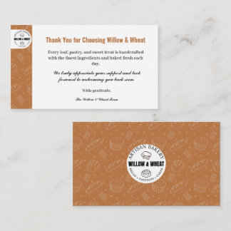 Cartão De Visita Rustic Caramel Bakery Thank You Card